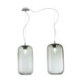 Decentralized Two-Light Chandelier in Handcrafted Glass Made in Italy - Soffio