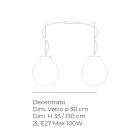 Off-Center Chandelier in Hand-Laid Glass Made in Italy - Iride Viadurini