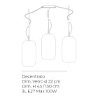 Decentralized Three-Light Venetian Glass Chandelier Made in Italy - Soffio Viadurini