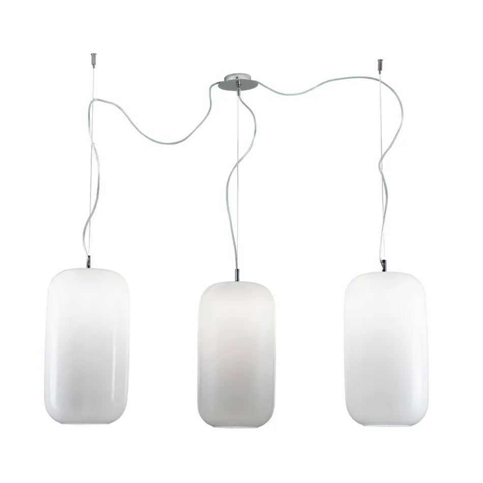 Decentralized Three-Light Venetian Glass Chandelier Made in Italy - Soffio Viadurini