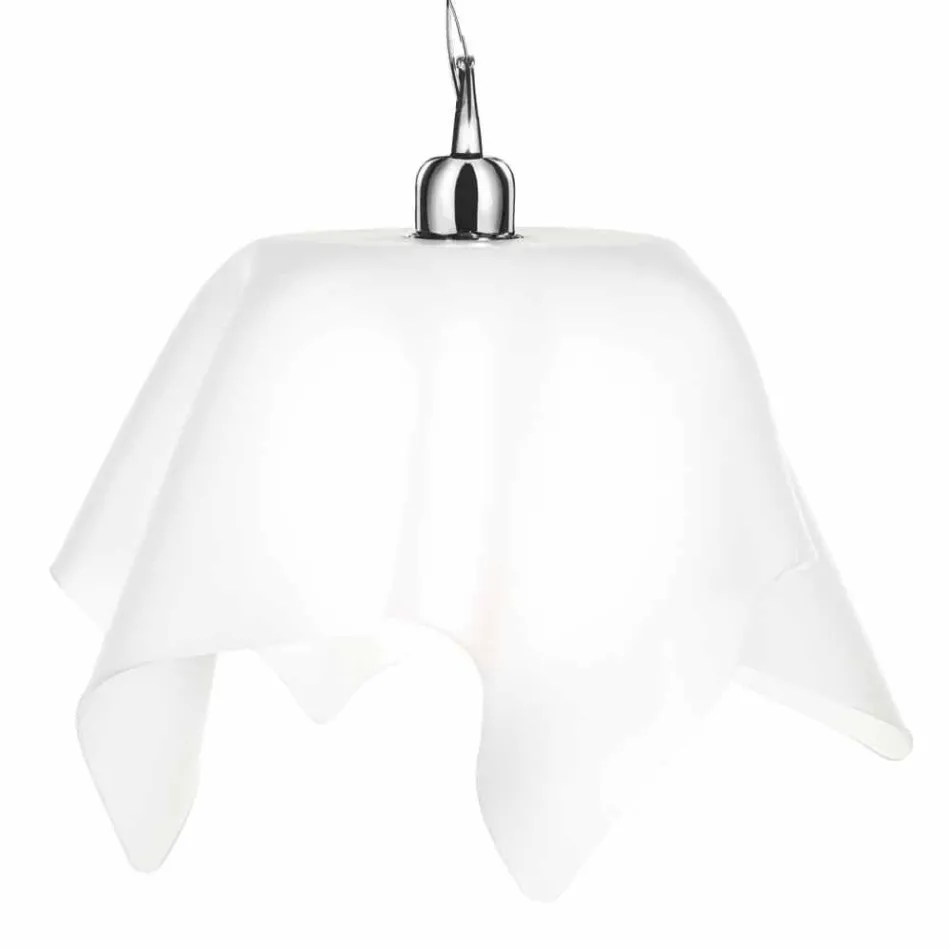 Satin white chandelier with drapery Dafne made in Italy Viadurini