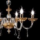 Classic chandelier with 6 lights in glass and crystal Belle Viadurini