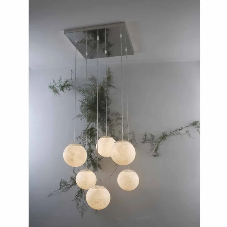 Modern design chandelier In-es.artdesign Six Moons in nebulite Viadurini