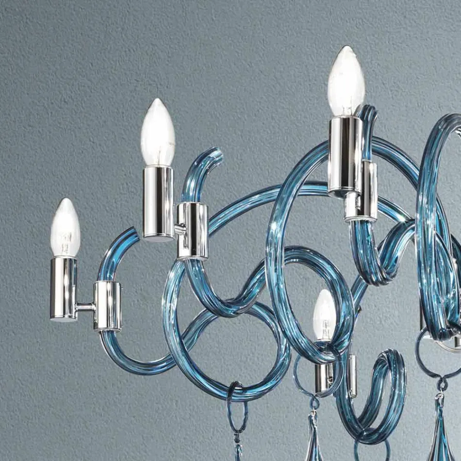 Handmade 9 Light Chandelier in Venetian Glass Made in Italy - Bernadette Viadurini