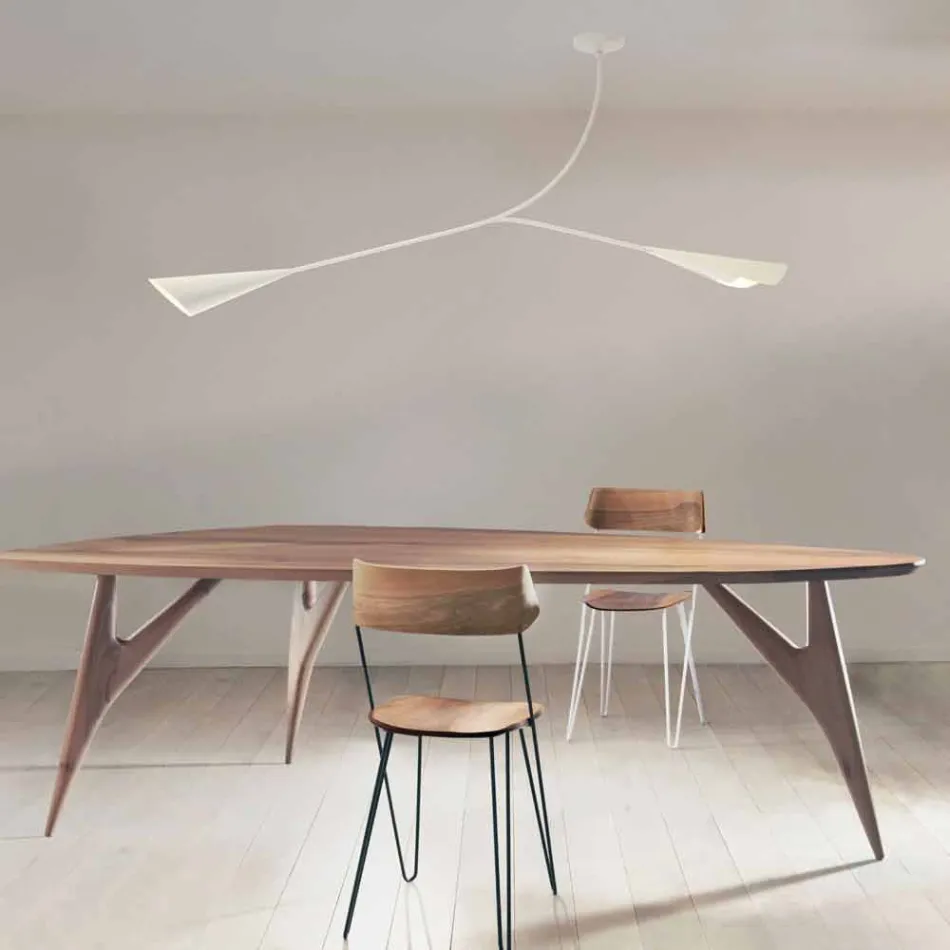 Handmade White Painted Steel Chandelier Made in Italy - Elica Viadurini