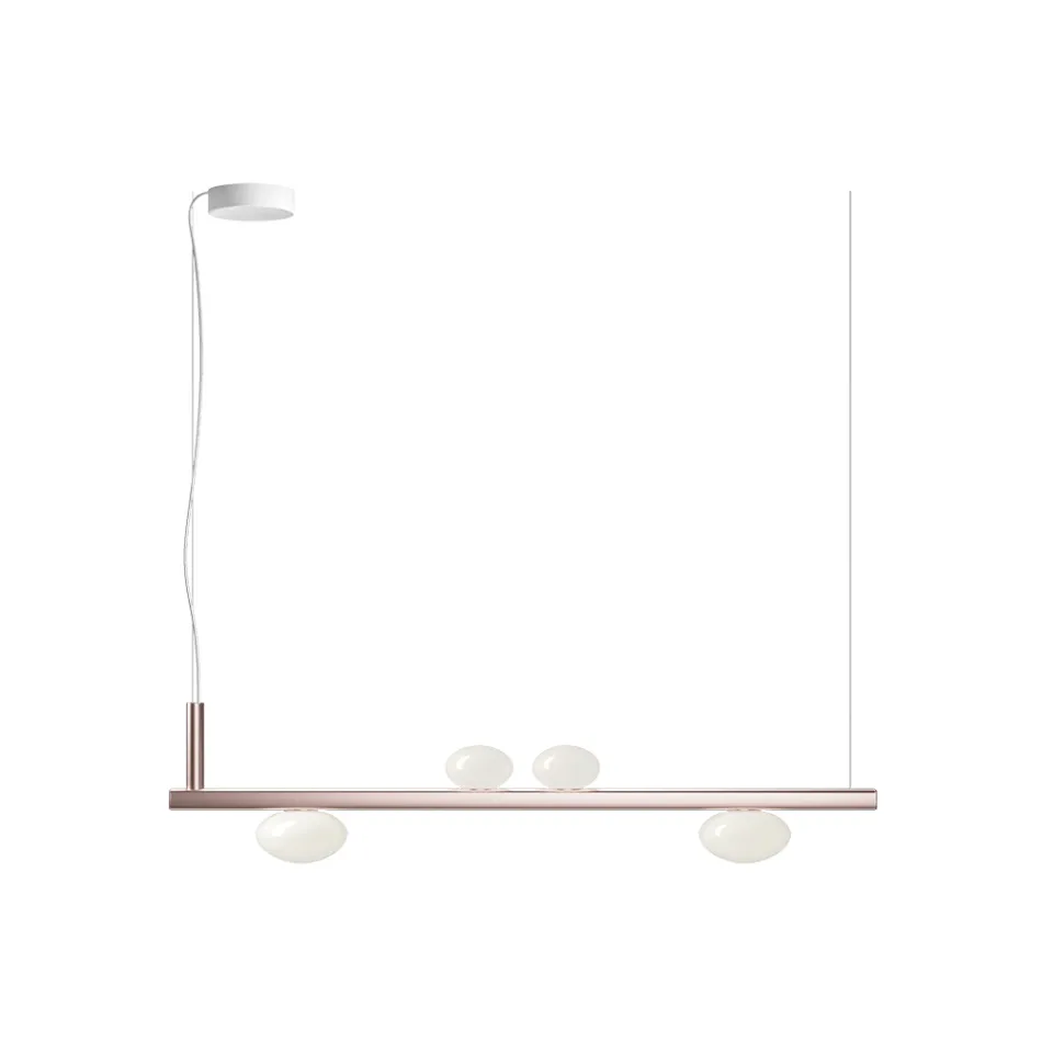 Aluminum Chandelier with White Blown Glass Light - Alma Viadurini