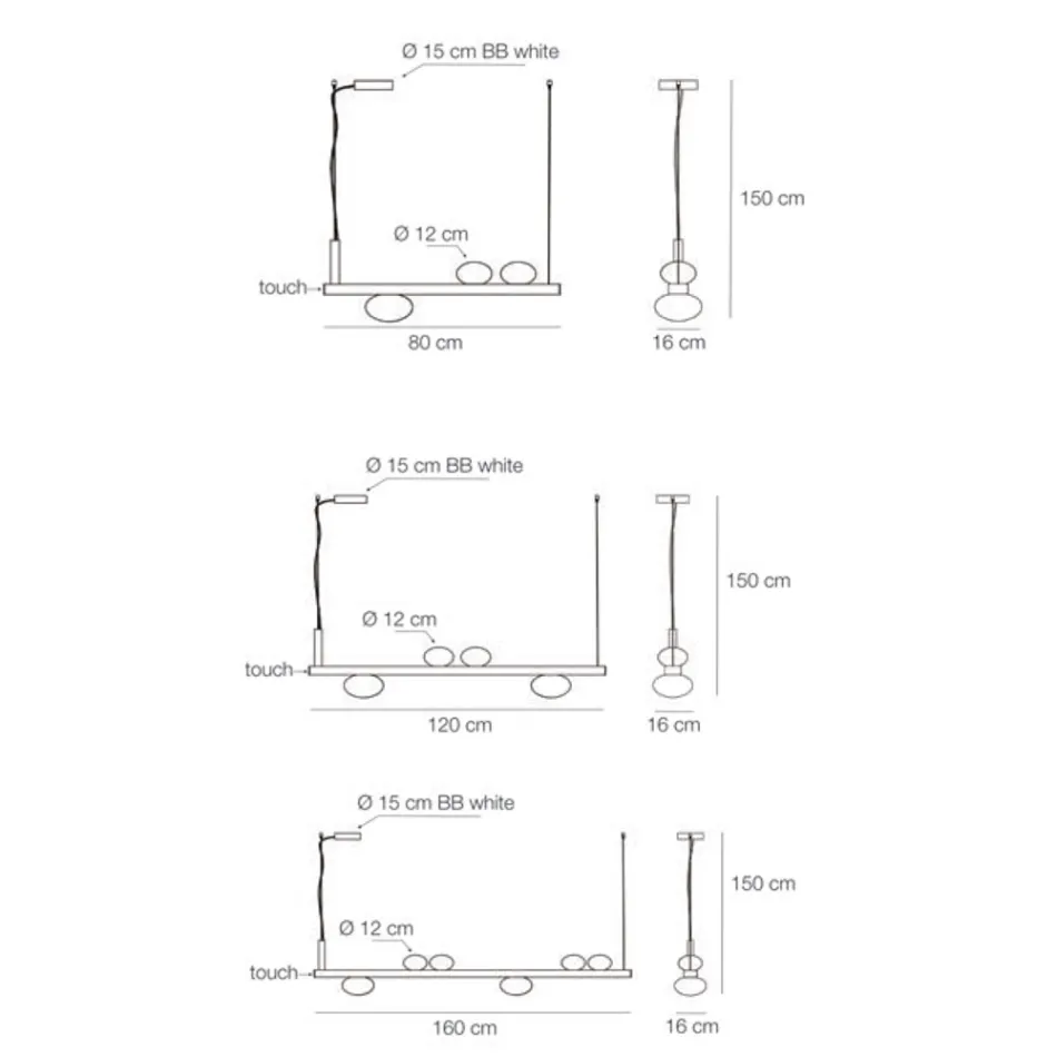 Aluminum Chandelier with White Blown Glass Light - Alma Viadurini