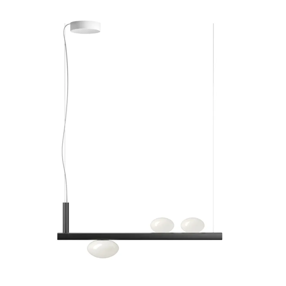 Aluminum Chandelier with White Blown Glass Light - Alma Viadurini
