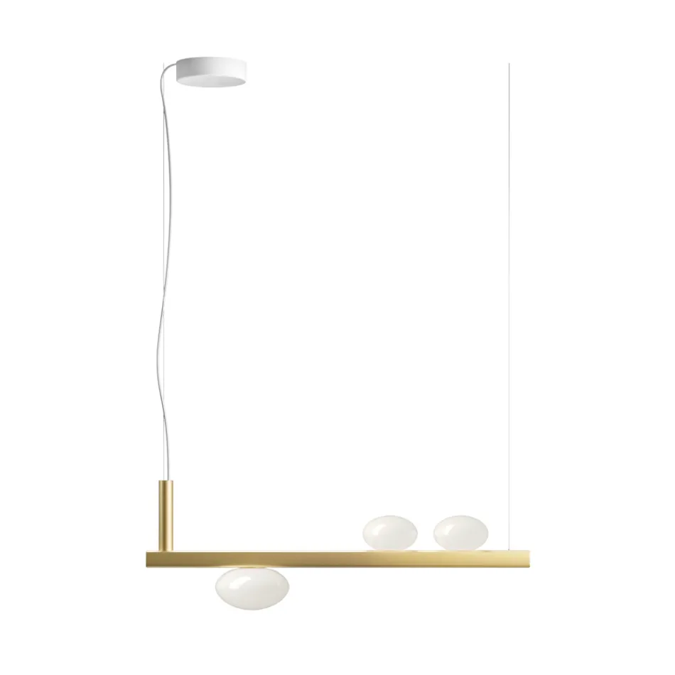 Aluminum Chandelier with White Blown Glass Light - Alma Viadurini