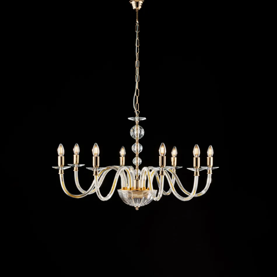 Made in Italy Glass and Rhinestone Chandelier for Interior Decor - Madrid Viadurini