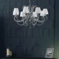Chrome-Plated Iron Chandelier with Lampshades Made in Italy - Prague