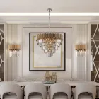 Gilded Iron Chandelier with Rhinestones Made in Italy for Interior Decorating - Paris Viadurini
