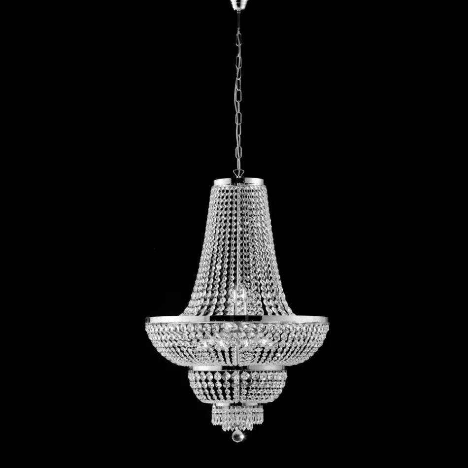 Iron and Gold Chandelier with Rhinestones Made in Italy for Interior Decorating - Austria Viadurini