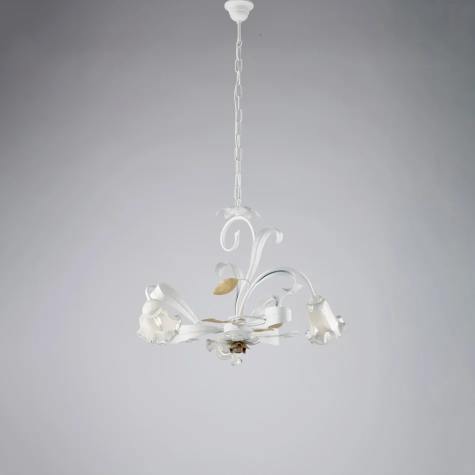 Ivory Lacquered Iron Chandelier Made in Italy for Interior Decor - Marrakech Viadurini