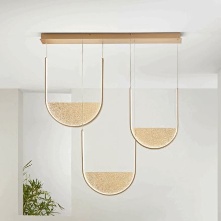 Metal Chandelier with Removable Insert in Granulated Glass - Catalpa Viadurini