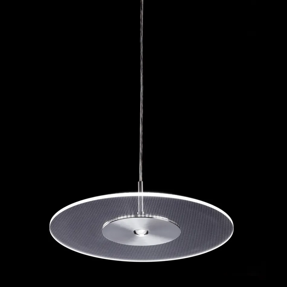 Metal Chandelier with Micro-Dotted Plexiglass Diffuser - Nora Viadurini