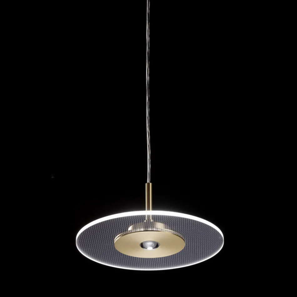 Metal Chandelier with Micro-Dotted Plexiglass Diffuser - Nora Viadurini