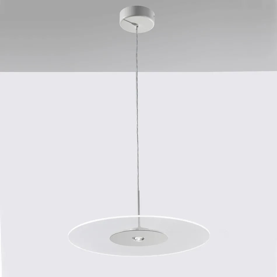 Metal Chandelier with Micro-Dotted Plexiglass Diffuser - Nora Viadurini