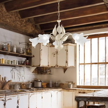 Metal and glass chandelier to illuminate refined interiors – Sirio Viadurini