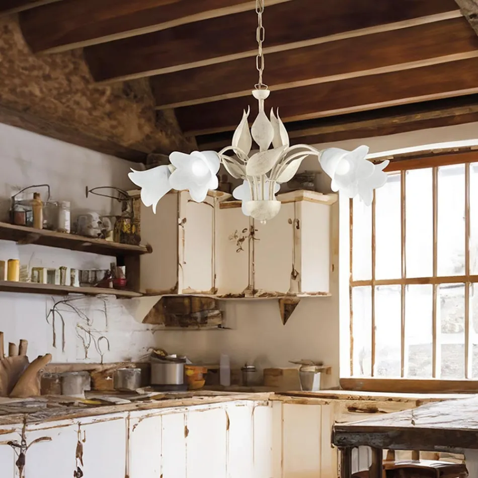 Metal and glass chandelier to illuminate refined interiors – Sirio Viadurini