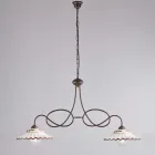 White Ceramic Metal Chandelier with 2 Lights for Indoor Use - Polaris Viadurini