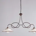 White Ceramic Metal Chandelier with 2 Lights for Indoor Use - Polaris Viadurini