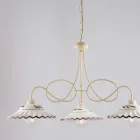 White Ceramic Metal Chandelier with 3 Lights for Indoor Use - Polaris Viadurini