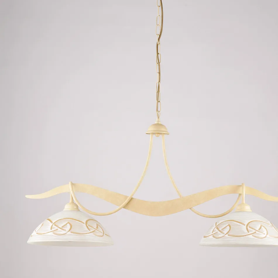 2-Light Glass Metal Chandelier for Interior Lighting - Musca Viadurini