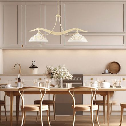 2-Light Glass Metal Chandelier for Interior Lighting - Musca Viadurini