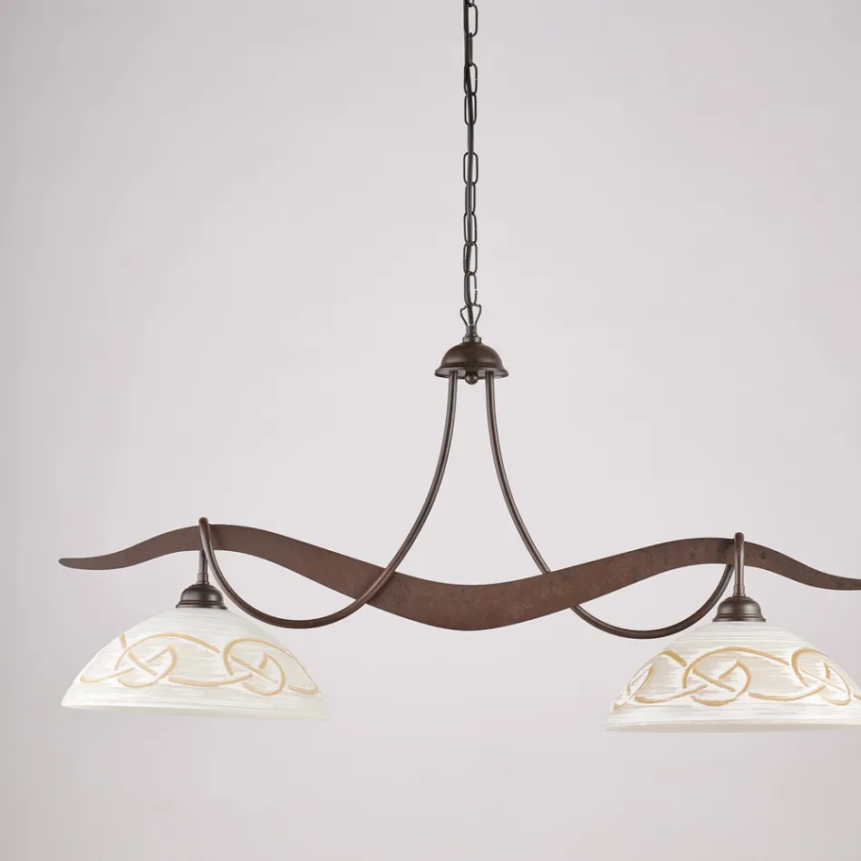 2-Light Glass Metal Chandelier for Interior Lighting - Musca Viadurini