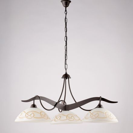 3-Light Glass Metal Chandelier for Interior Lighting - Musca Viadurini