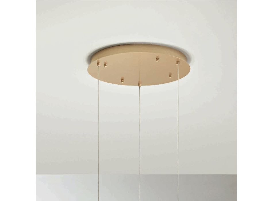 Gold Painted Metal Chandelier with 3 LEDs and Optional Glass - Beech Viadurini