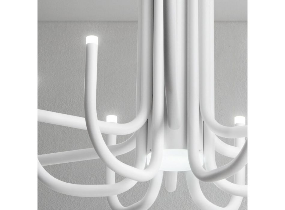 13 Lights LED Chandelier in White, Black or Gold Painted Metal - Scorpio Viadurini