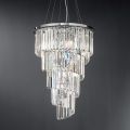 Classic Luxury Chandelier in Chromed Metal and Cut Crystal - Lambert