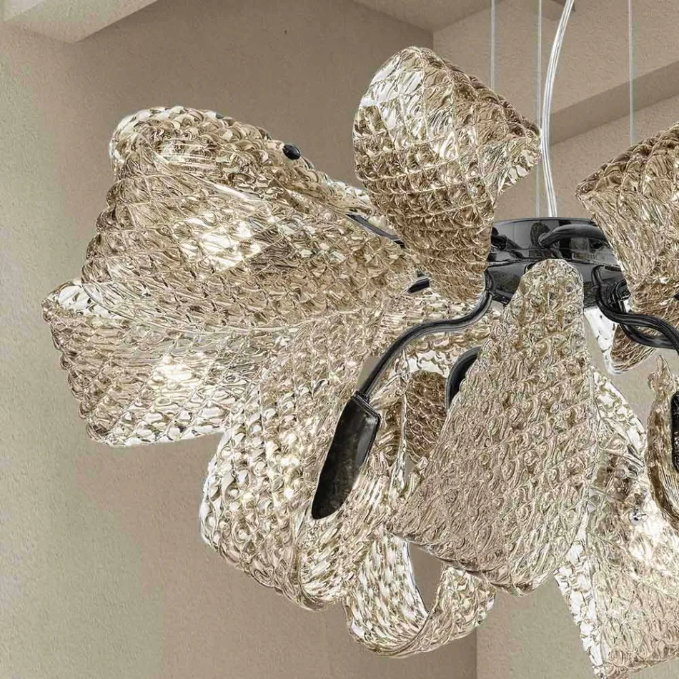 Modern Chandelier with 12 Lights in Venice Glass, Made in Italy - Diamonique Viadurini