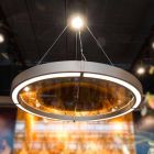 Modern Steel and Glass Chandelier with Wood Insert Made in Italy - Seoul Viadurini
