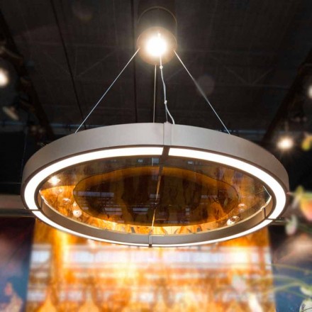 Modern Steel and Glass Chandelier with Wood Insert Made in Italy - Seoul Viadurini
