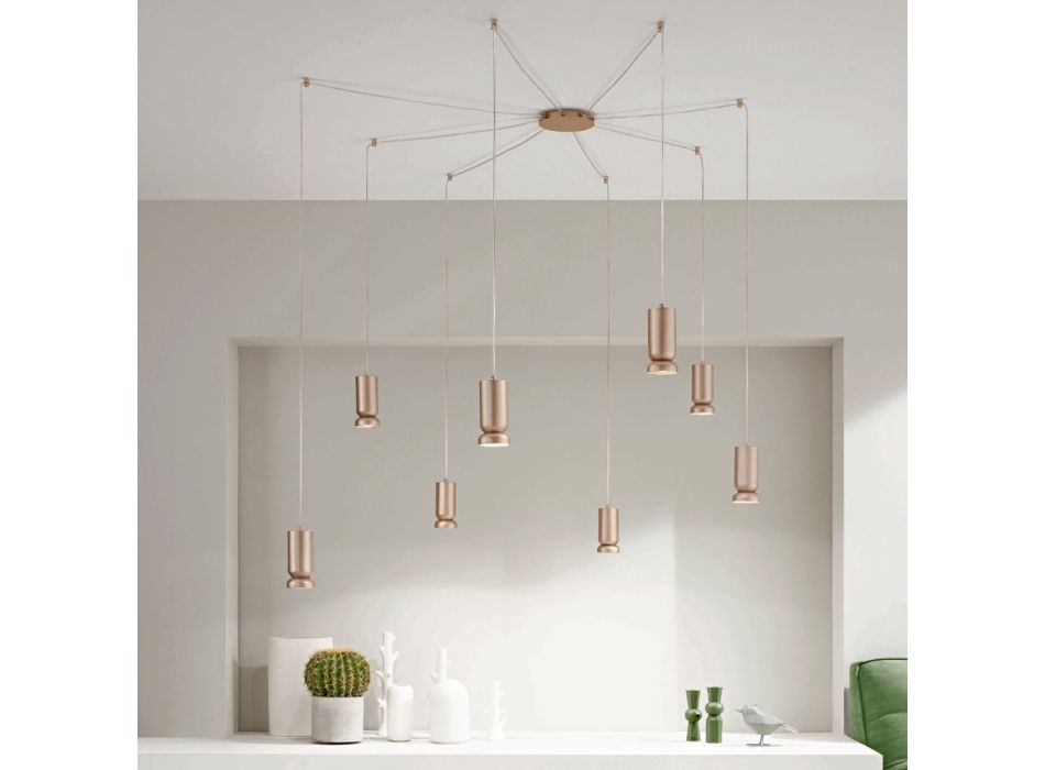 Modern Chandelier in Powder Coated Aluminum and Adjustable Cable - Buxus Viadurini