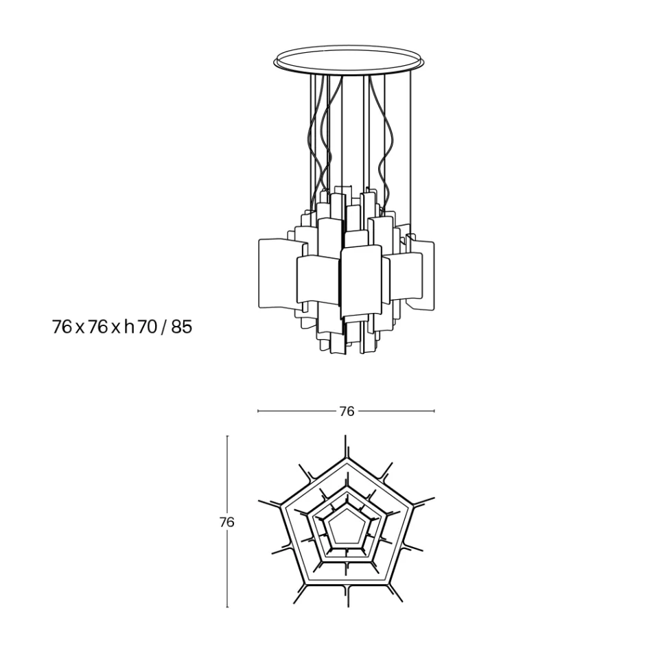 Velis - Elegantly Designed Modern Fused Glass Chandelier Made in Italy Viadurini
