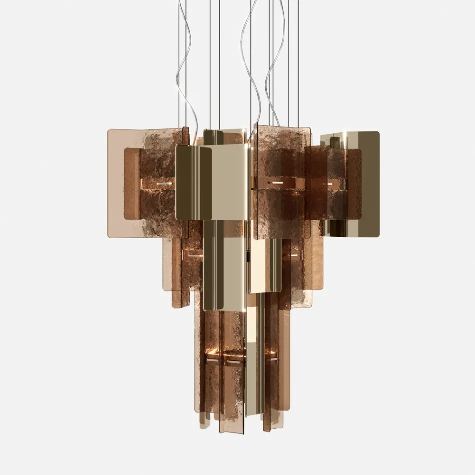 Modern Chandelier in Fused Glass with an Elegant Design Made in Italy - Velis Viadurini