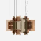 Velis - Elegantly Designed Modern Fused Glass Chandelier Made in Italy Viadurini