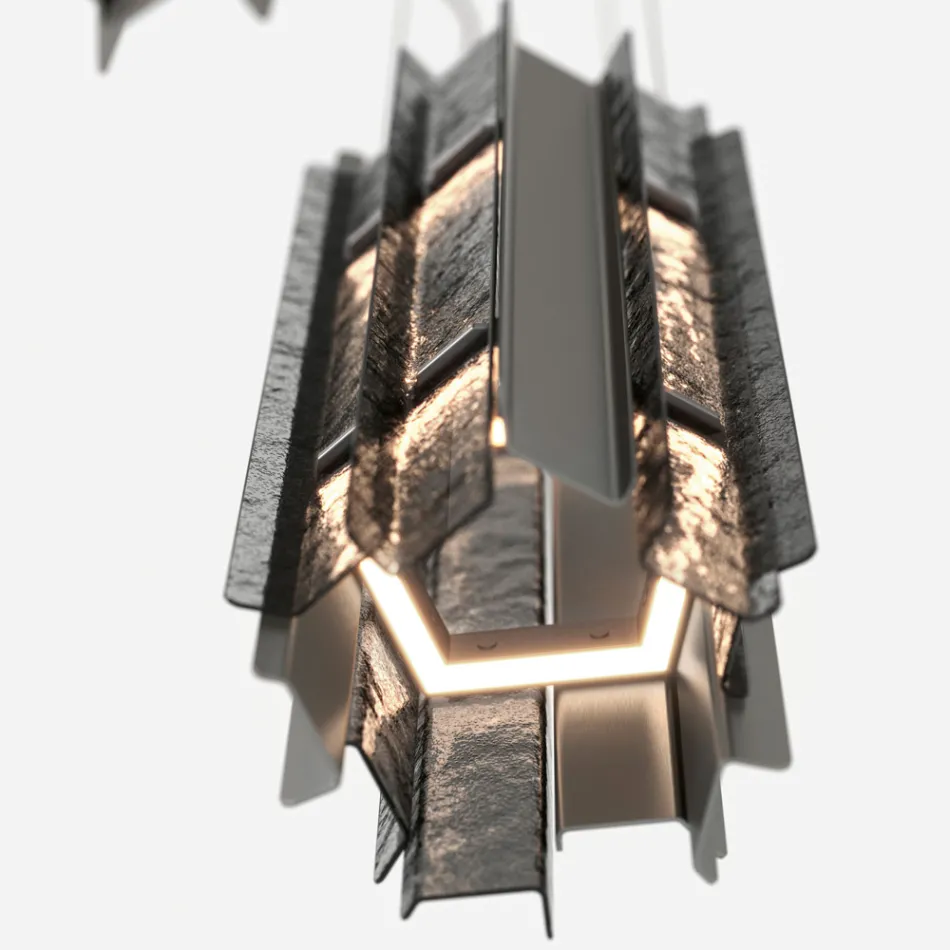 Velis - Elegantly Designed Modern Fused Glass Chandelier Made in Italy Viadurini