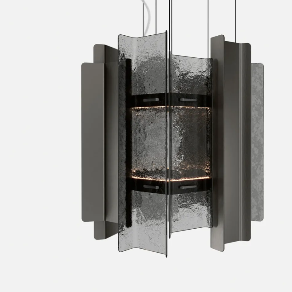 Velis - Elegantly Designed Modern Fused Glass Chandelier Made in Italy Viadurini