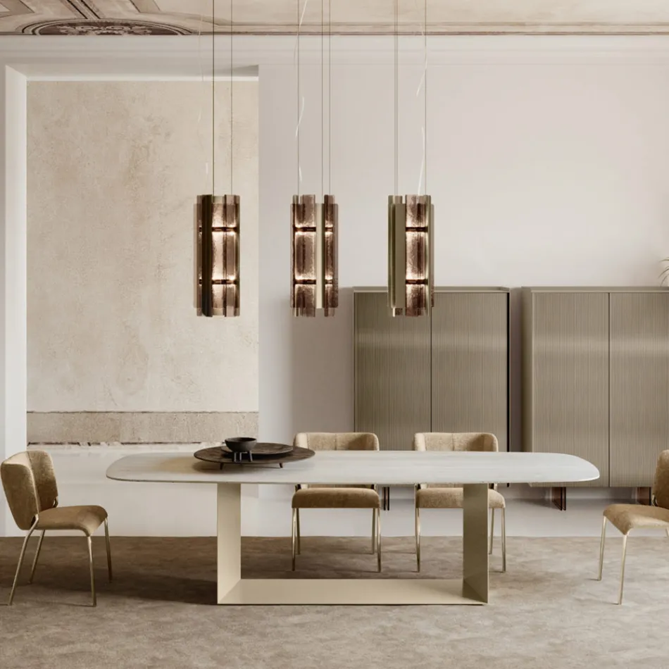 Velis - Elegantly Designed Modern Fused Glass Chandelier Made in Italy Viadurini