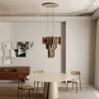 Velis - Elegantly Designed Modern Fused Glass Chandelier Made in Italy Viadurini