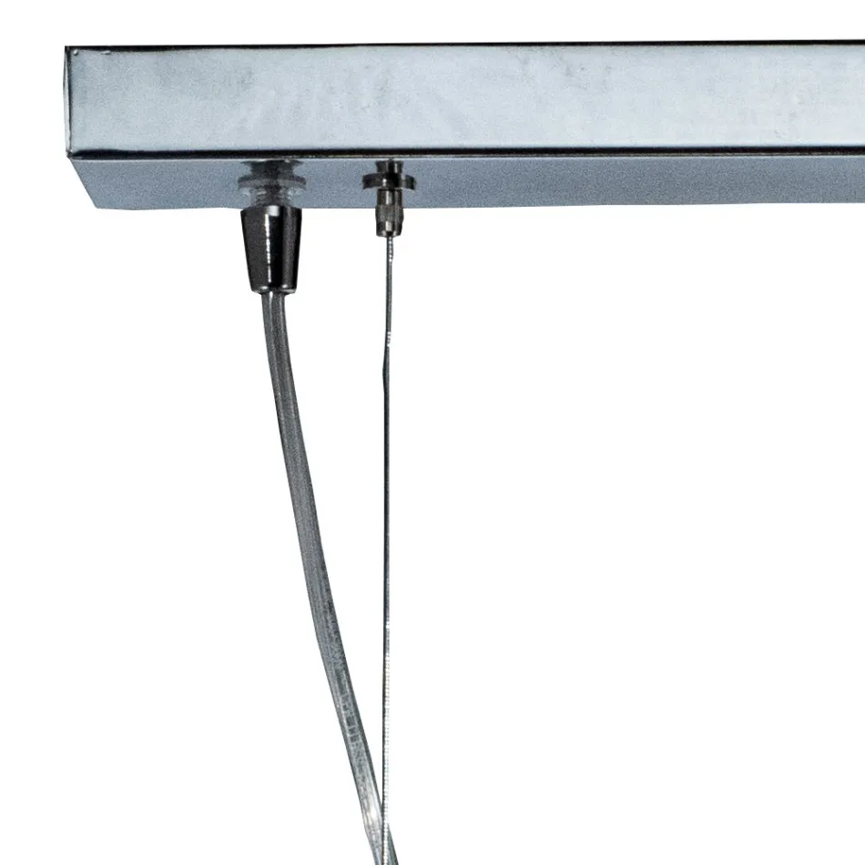 Four-Light Chandelier on a Linear Bar in Blown Glass Made in Italy - Soffio Viadurini