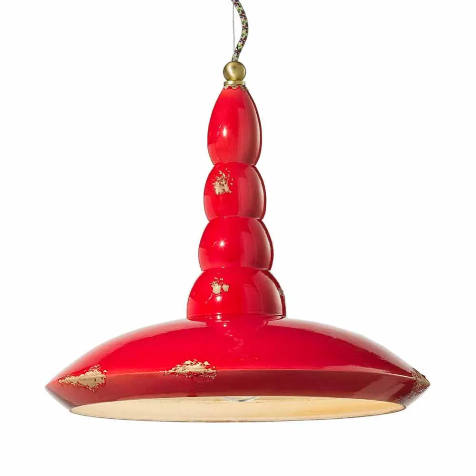 retro chandelier crafted ceramic suspension Ferroluce Viadurini