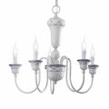 5 Lights Living Room Chandelier in Hand Painted Ceramic and Brass - Sanremo