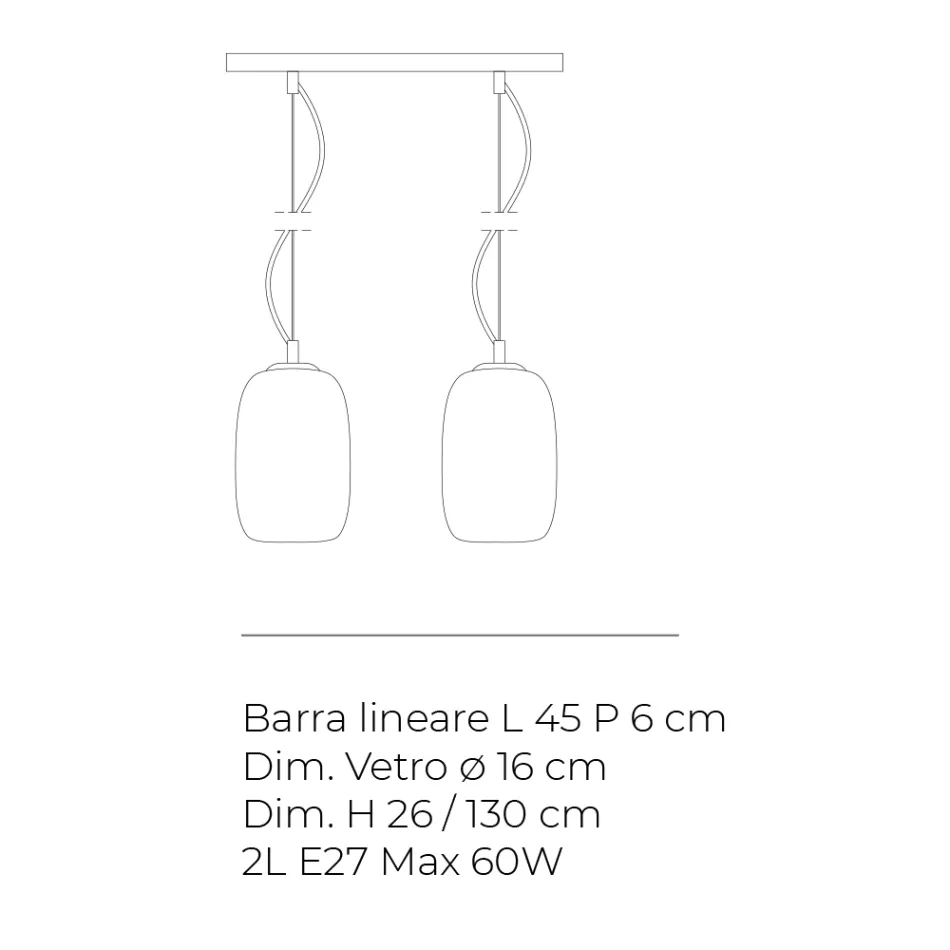 Two-Light Hand-Blown Glass Pendant Lamp Made in Italy - Soffio Viadurini