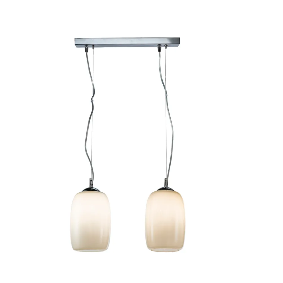 Two-Light Hand-Blown Glass Pendant Lamp Made in Italy - Soffio Viadurini